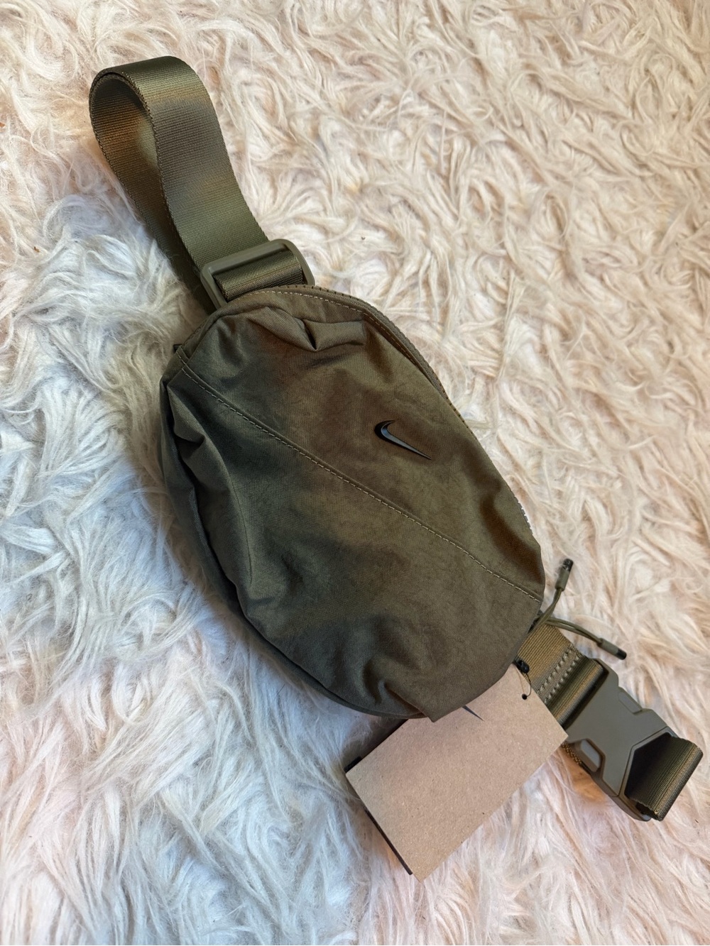 Nike Olive Green Waist Sling Pack with Black Swoosh
